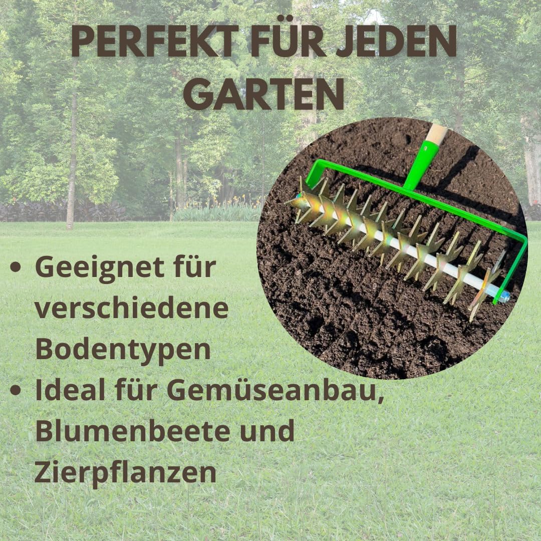 Kultivator Garten mit 12 Sternen, Gartenfräse 41 cm XXL, Gartenkralle, Sternfräse 1-Reihe, Rollkultivator, Gartengerät EU-Produktion