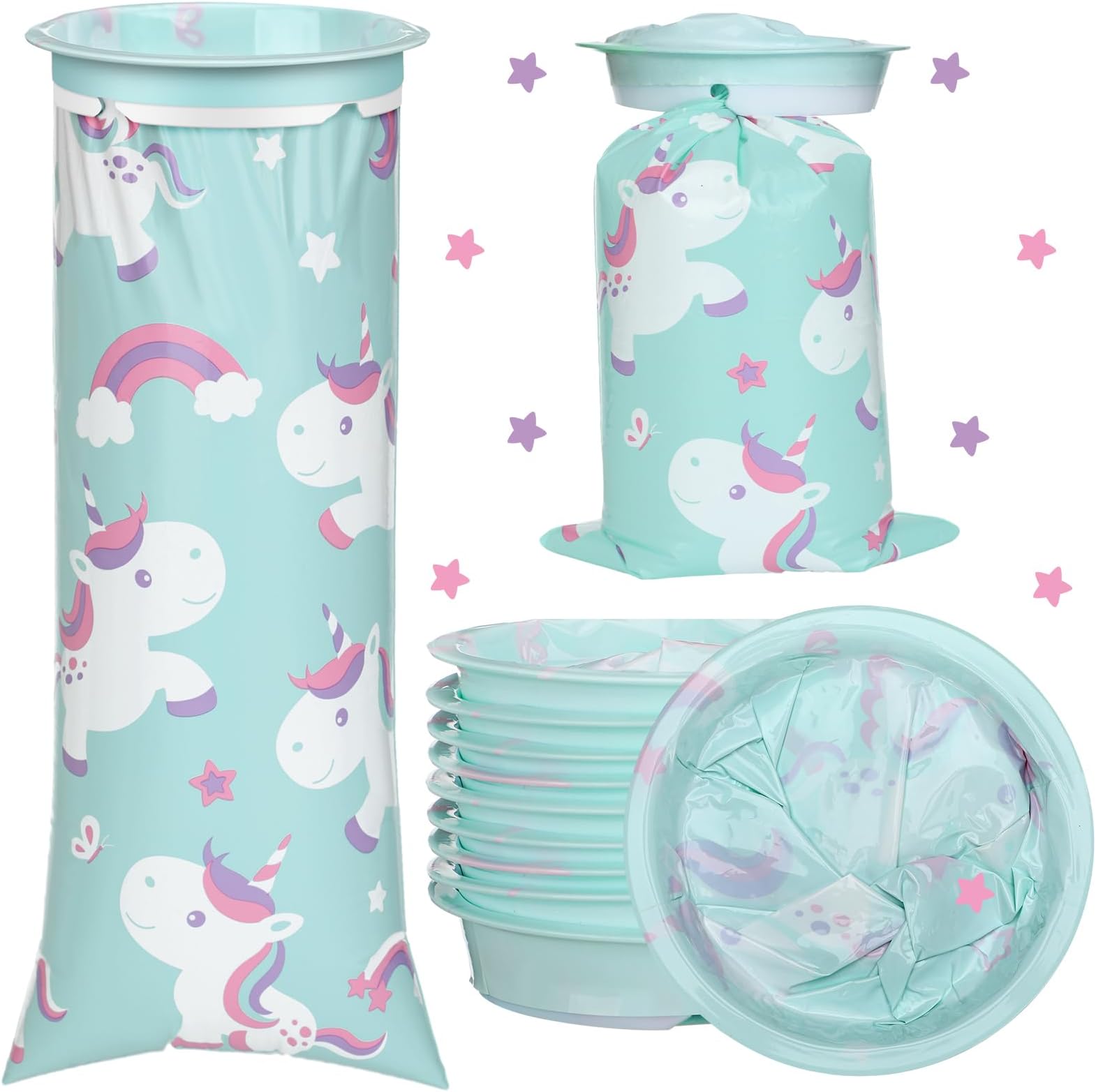 Sacchetti Per Il Vomito Monouso Da 1500ml - 16 Pezzi Con Stile Cartoon, Per Viaggi, Auto, Aerei (Piccolo Mostro E Cavallo) - Foto 6