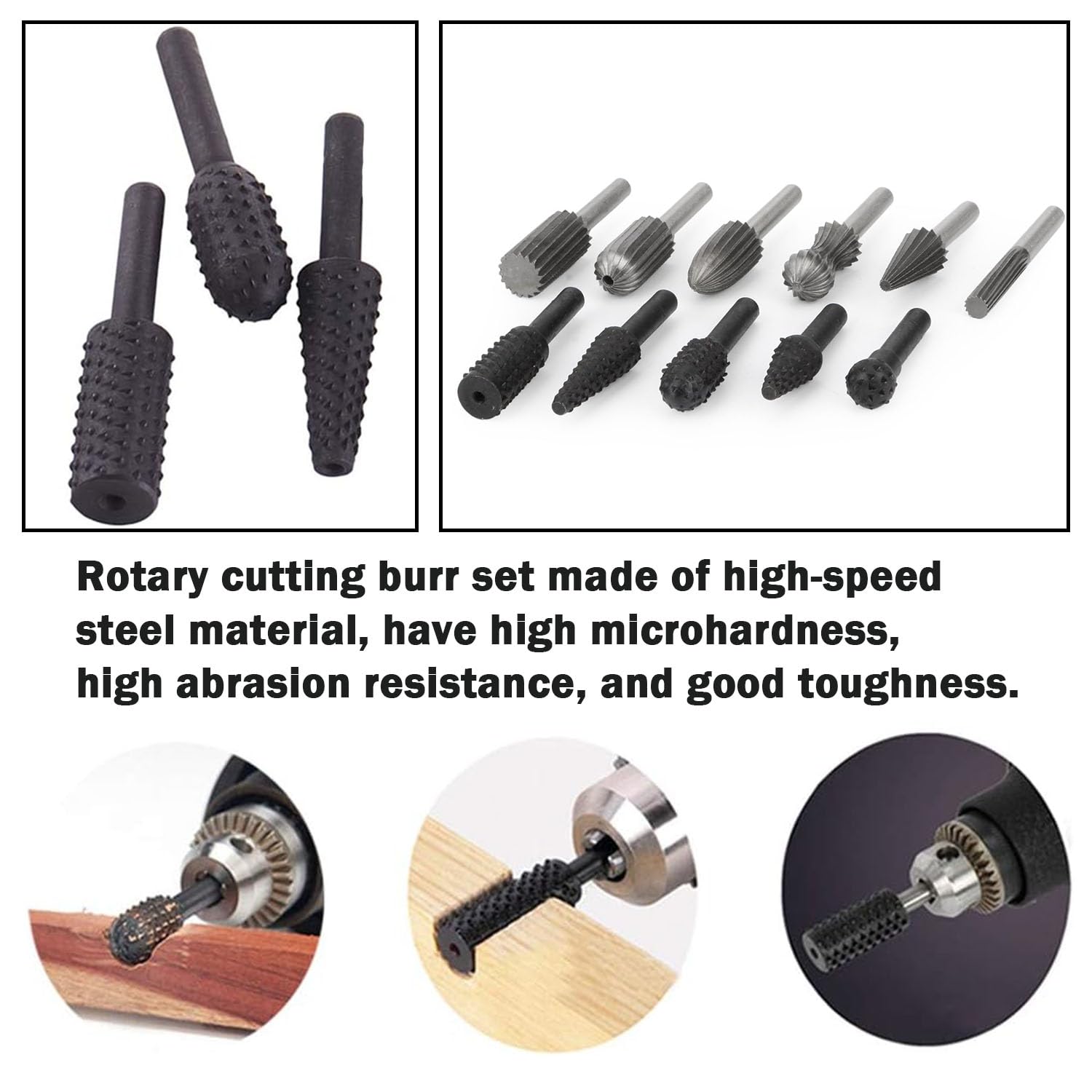 5 Pièces Fraise Bois Set, 82° Fraise, Acier à Roulement, Tige