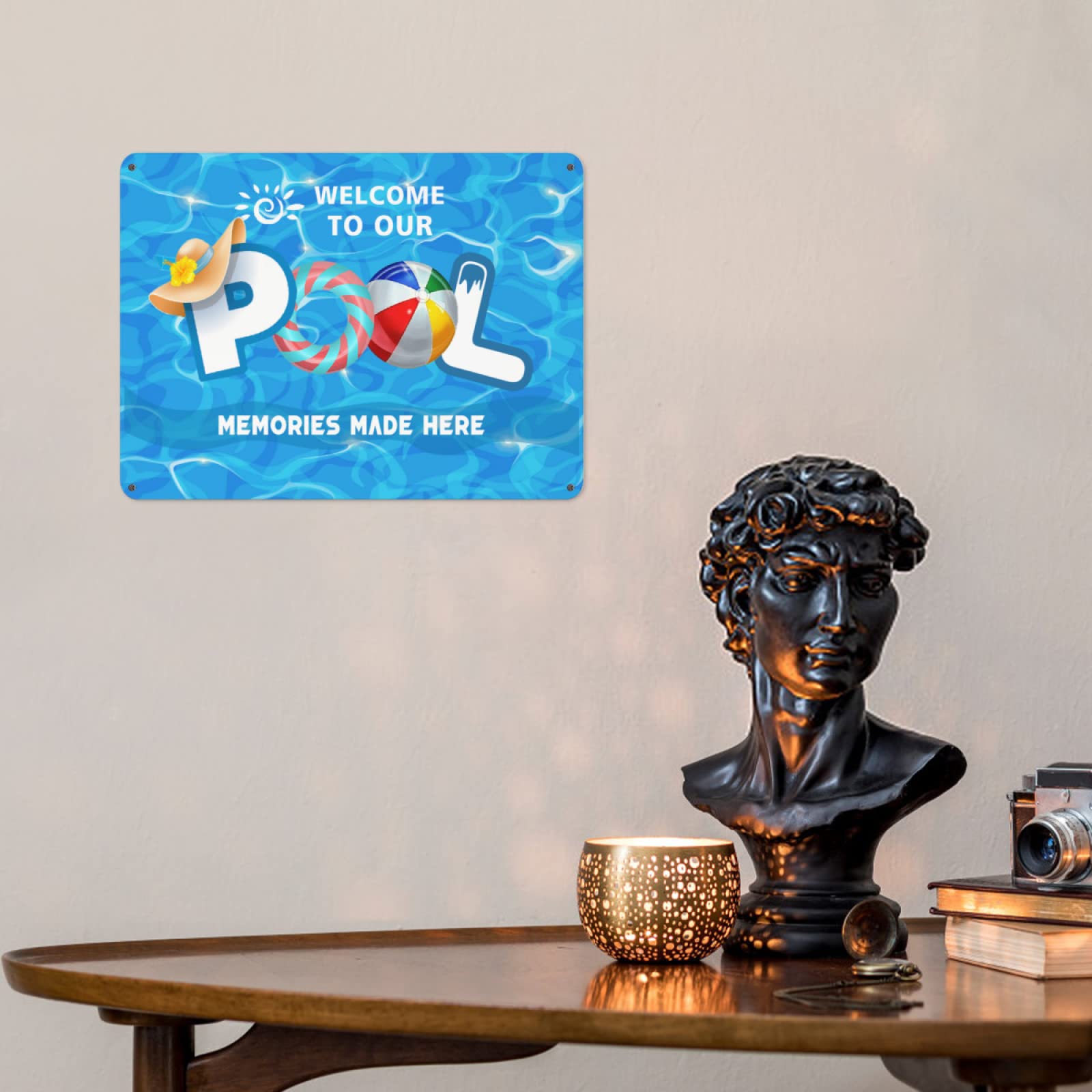 Metall-Blechschild „Welcome To Our Pool“ – 20,3x30,5 Cm, Witterungsbeständig, Lustige Pool-Dekoration