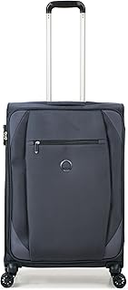 DELSEY PARIS Rami 67 cms Medium Check-in Polyester Soft-Sided 8 Wheels Spinner Luggage/Suitcase/Trolley Bag for Travel (Bl...