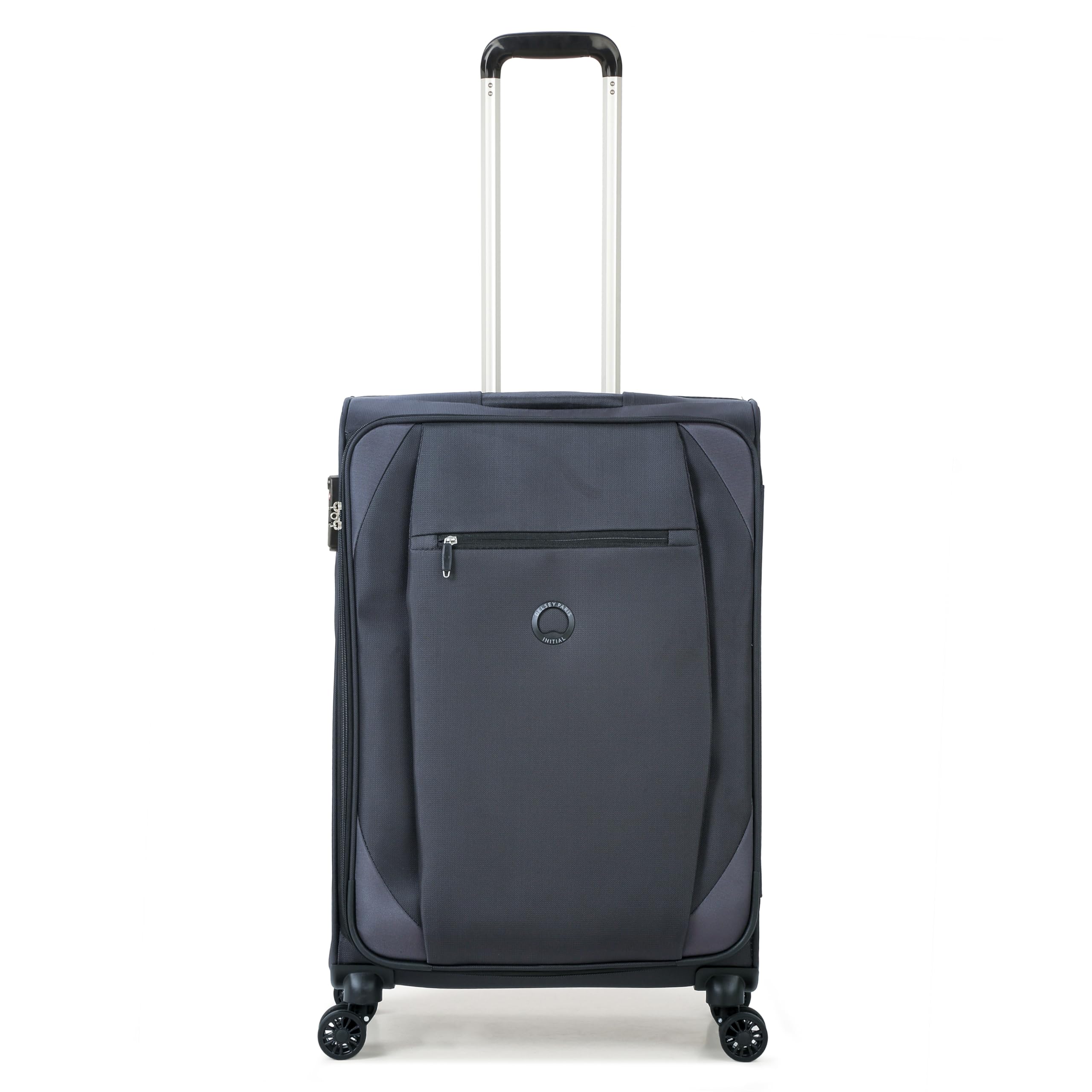 Rami 55 cms Small Cabin Polyester Soft-Sided 8 Wheels Spinner Luggage/Suitcase/Trolley Bag for Travel (Blue-Grey)