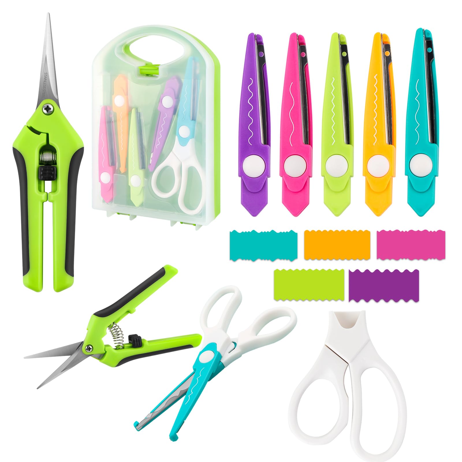 7Pcs/Set Craft Scissors Decorative Paper Edge Scissors With Storage Box Set, 5 Kinds Zig Zag Edges Scissors Great for DIY Projects Paper Card,Photo,