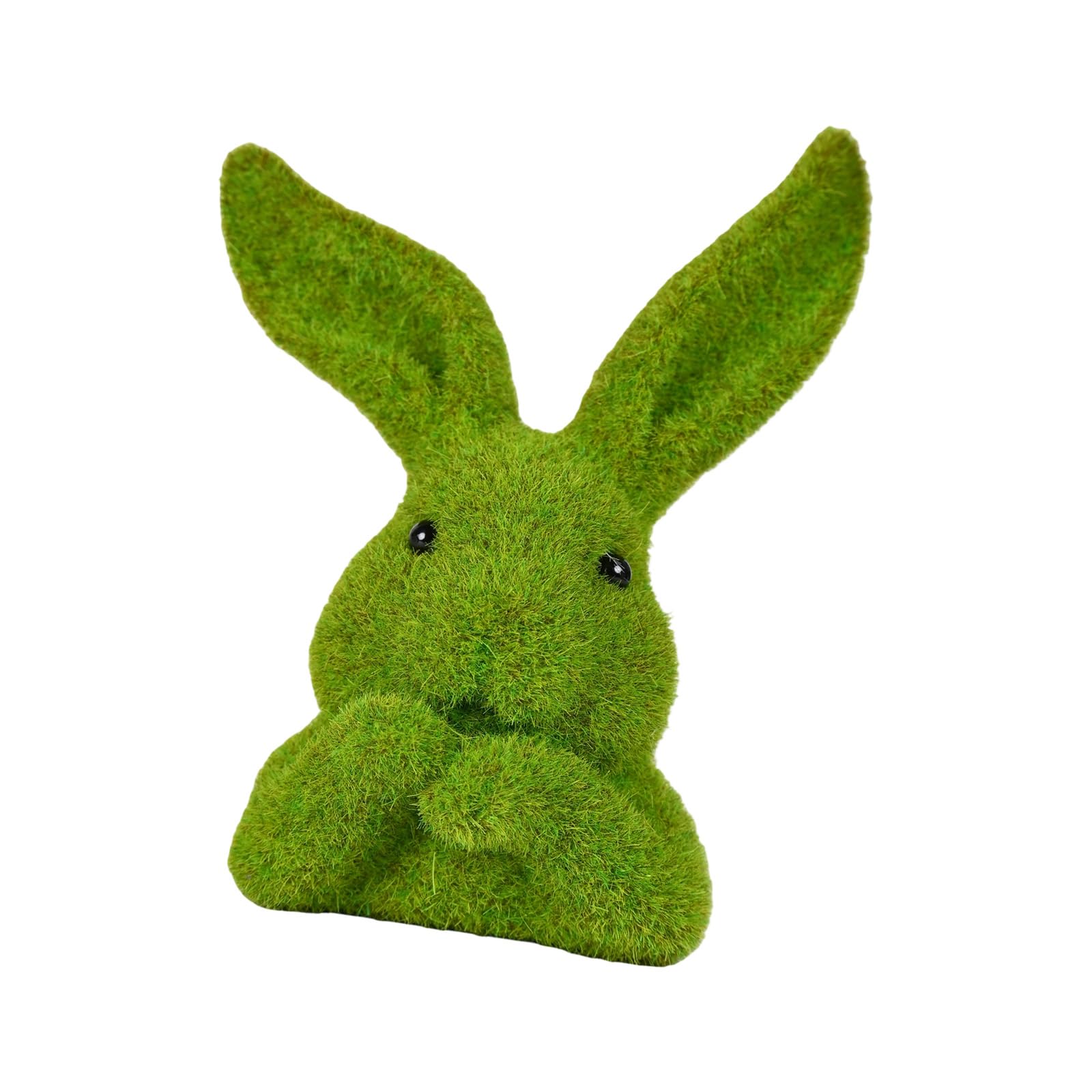 YROHGKPN Easters Artificial Moss Flocking Rabbits Head Figurine Decors for Home Garden Sculpture Tabletop Shelf Display Ornament Flocking Resin Bunnies Head Ornament