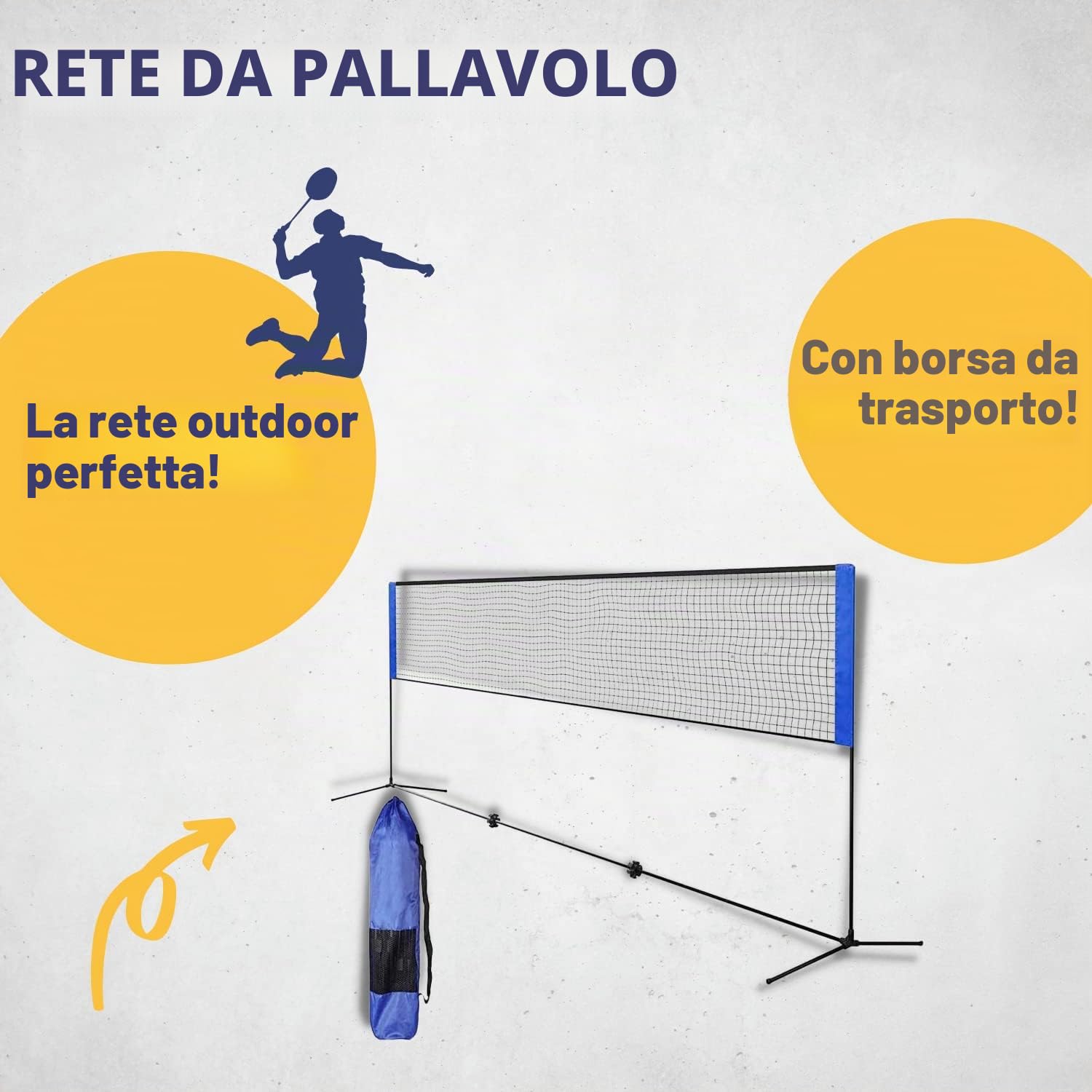 Best Sporting - Rete da pallavolo per esterni, 4 in 1, larghezza 310 cm, altezza regolabile da 90 cm a 220 cm, altezza di 2 metri per badminton, tennis e calcio