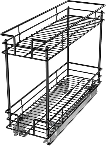 LOVMOR Organizador y almacenamiento de armario extraíble (7 pulgadas de ancho x 21 pulgadas de profundidad) de 2 niveles para gabinete de base de