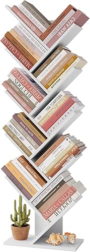Hoctieon Estantería de árbol de 10 niveles, estantería de 10 estantes, estantería de árbol de pie independiente, estante de pie para libros,