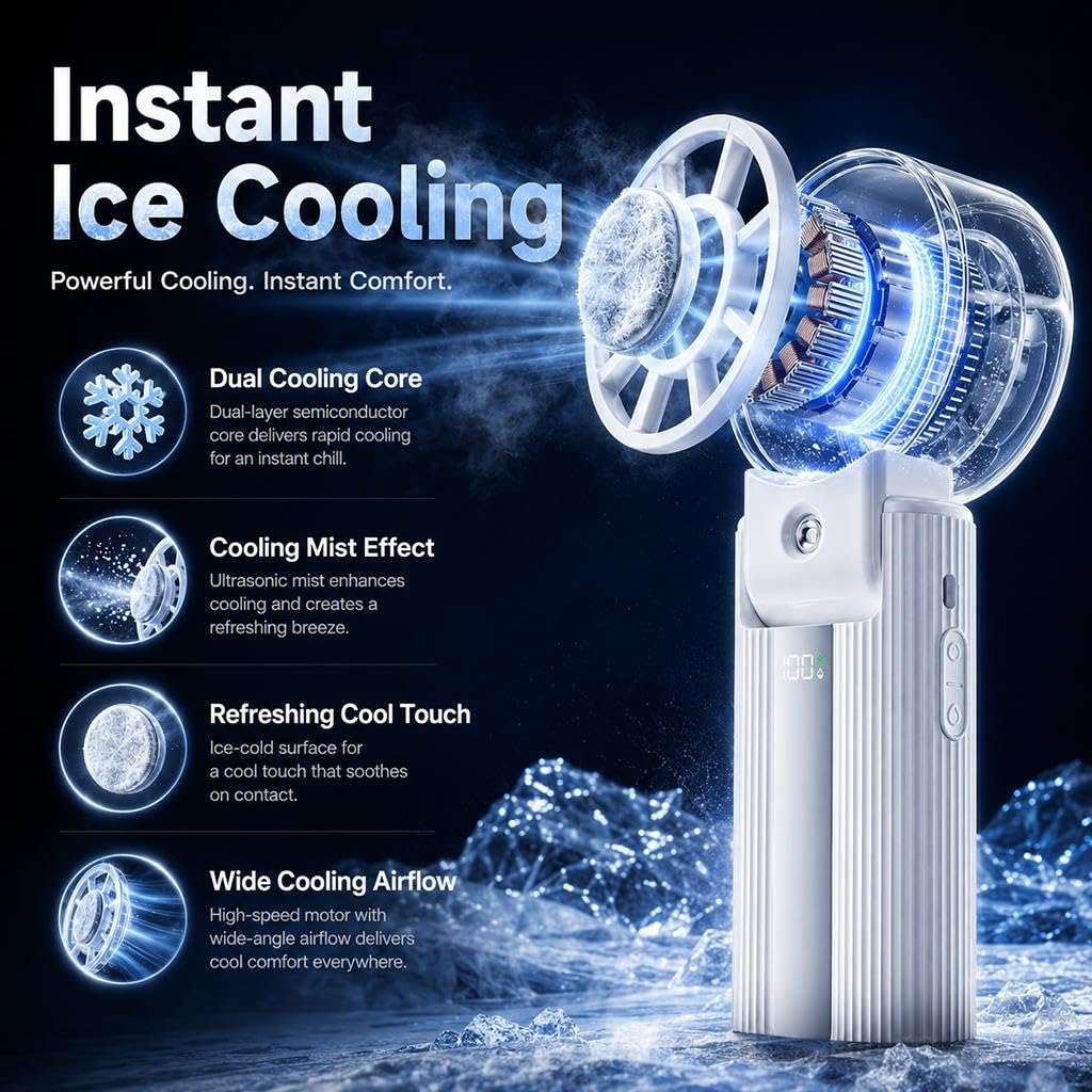 Ventilatore Portatile Con Nebbia Rinfrescante Ghiacciata