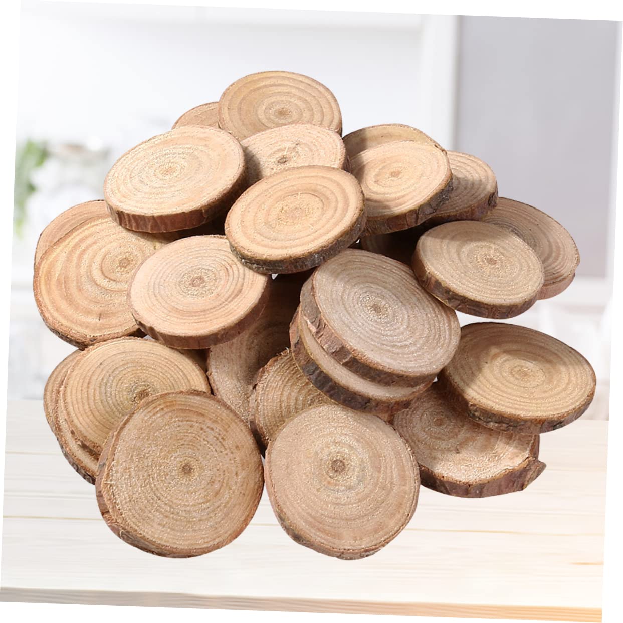 SEWACC 150stücke Natürliche Holzscheiben Handbemalt Für Bastelarbeiten Hochzeit Dekoration Tischmittelpunkt Foto Requisiten Unvollendete Holzscheiben