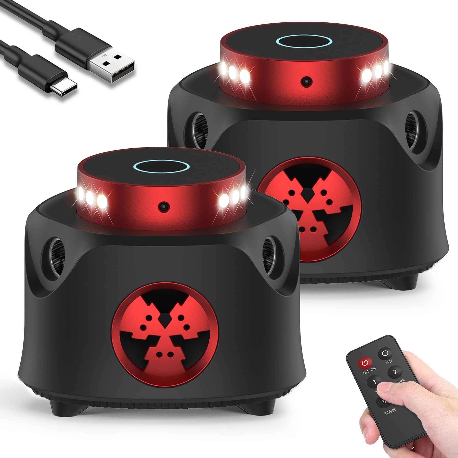 Ultrasonic Rodent Repellent 2 Packs, 360° Mouse Repellent with Remote Control, Pest Repellent Ultrasonic Plug in with Ultrasound & Strobe Light, Mice