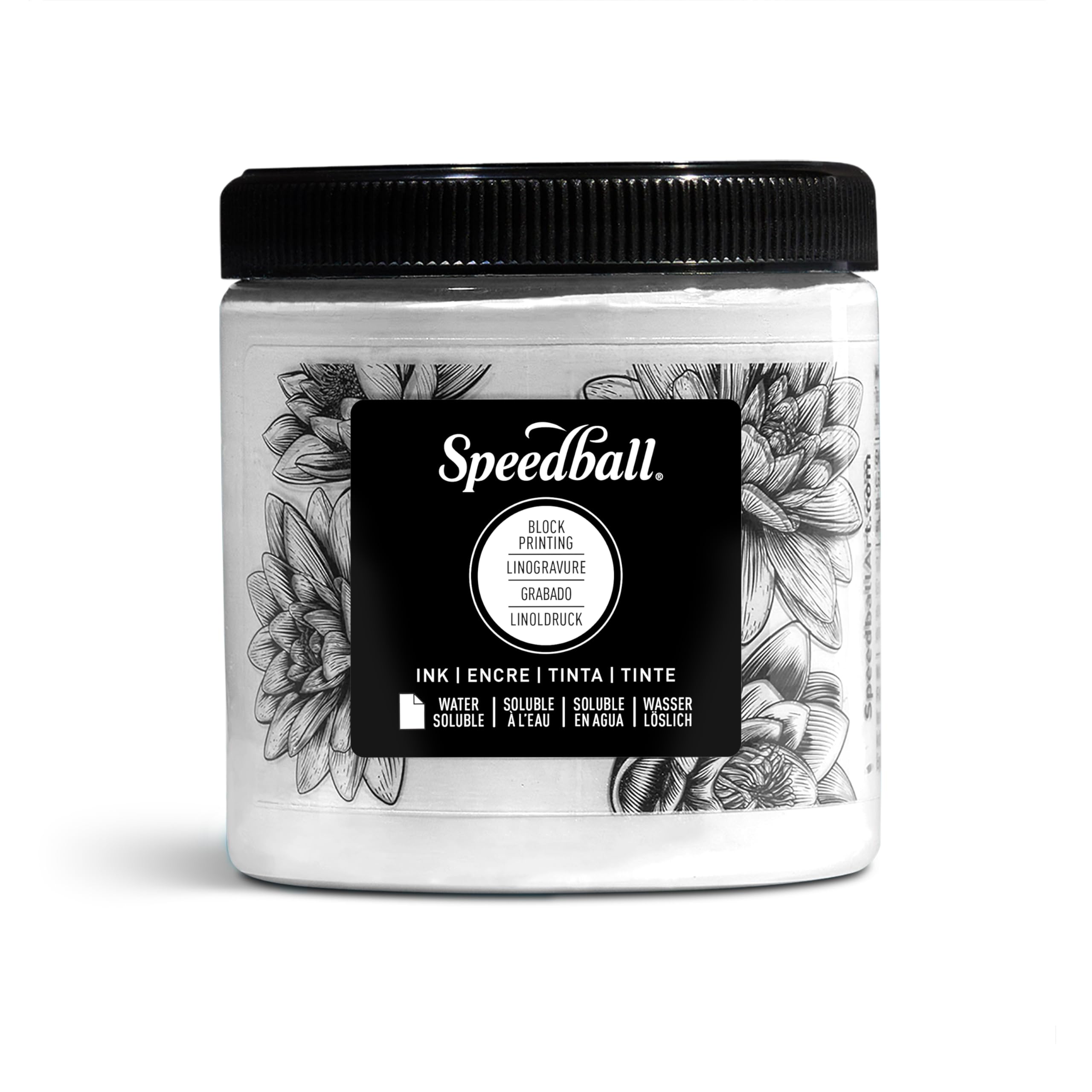 Speedball 3803 Water Soluble Block Printing Ink – Bold Color With Satin Finish AP Non-toxic 8 Fl. Oz., White