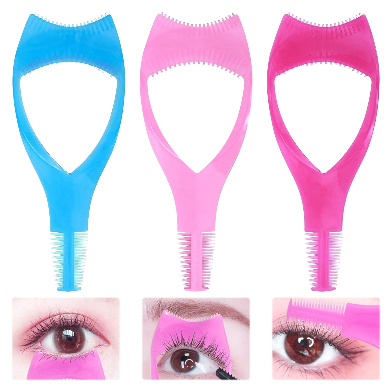Mascara Shield Applicator Guard,3 Pcs 3 IN 1 Mascara Shield Guard,mascara Applicator Shield Makeup Comb Upper Lower Lash Helper Tool,Eyelashes Brush Cosmetic Tool For Women Girls