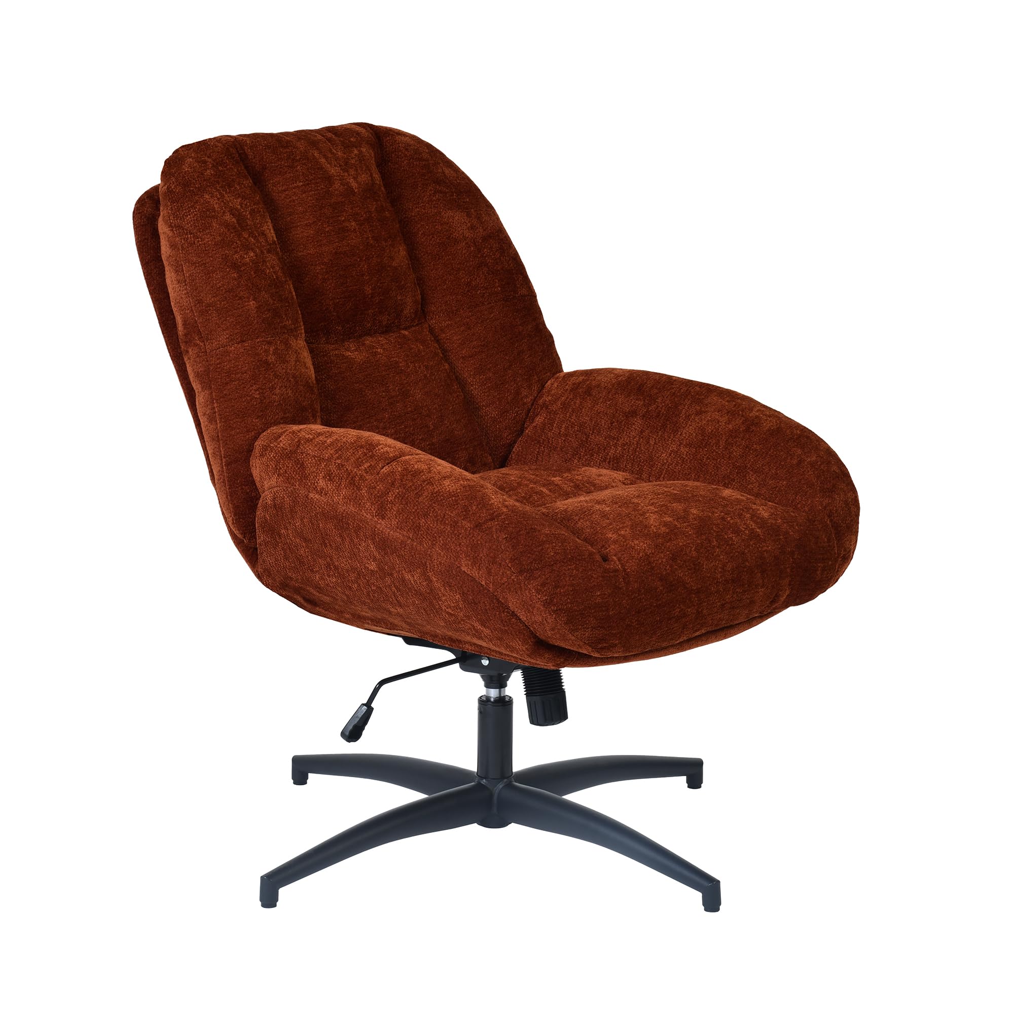 MEUBLE Cosy Sillón Giratoria Butaca de Salón con Altura Ajustable Función de Inclinación, Silla Lectura con Tapizado en Tela de Chenilla, Rojo