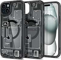 Vista 1 de Spigen - Funda Ultra Hybrid MagFit con impresión digital directa para iPhone 15/14/13, diseño Zero One, color negro, compatible con MagSafe