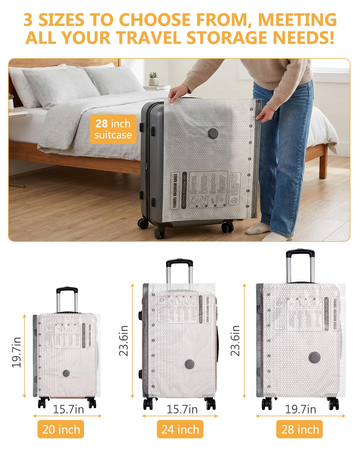 Vakuumbeutel für Kleidung Reisen, elektrische Reise-Vakuumbeutel mit Pumpe, wiederverwendbare platzsparende Beutel, Kompressions-Verpackungsbeutel für Kleidung, Bettwäsche, Kissen, Decken, 6