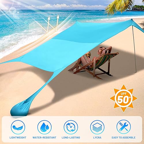 Miniatura 5 de BOTINDO - Carpa Gazebo familiar con parasol para la playa,toldo emergente para protegerse del sol, 4 tubos con bolsa de transporte para playa,