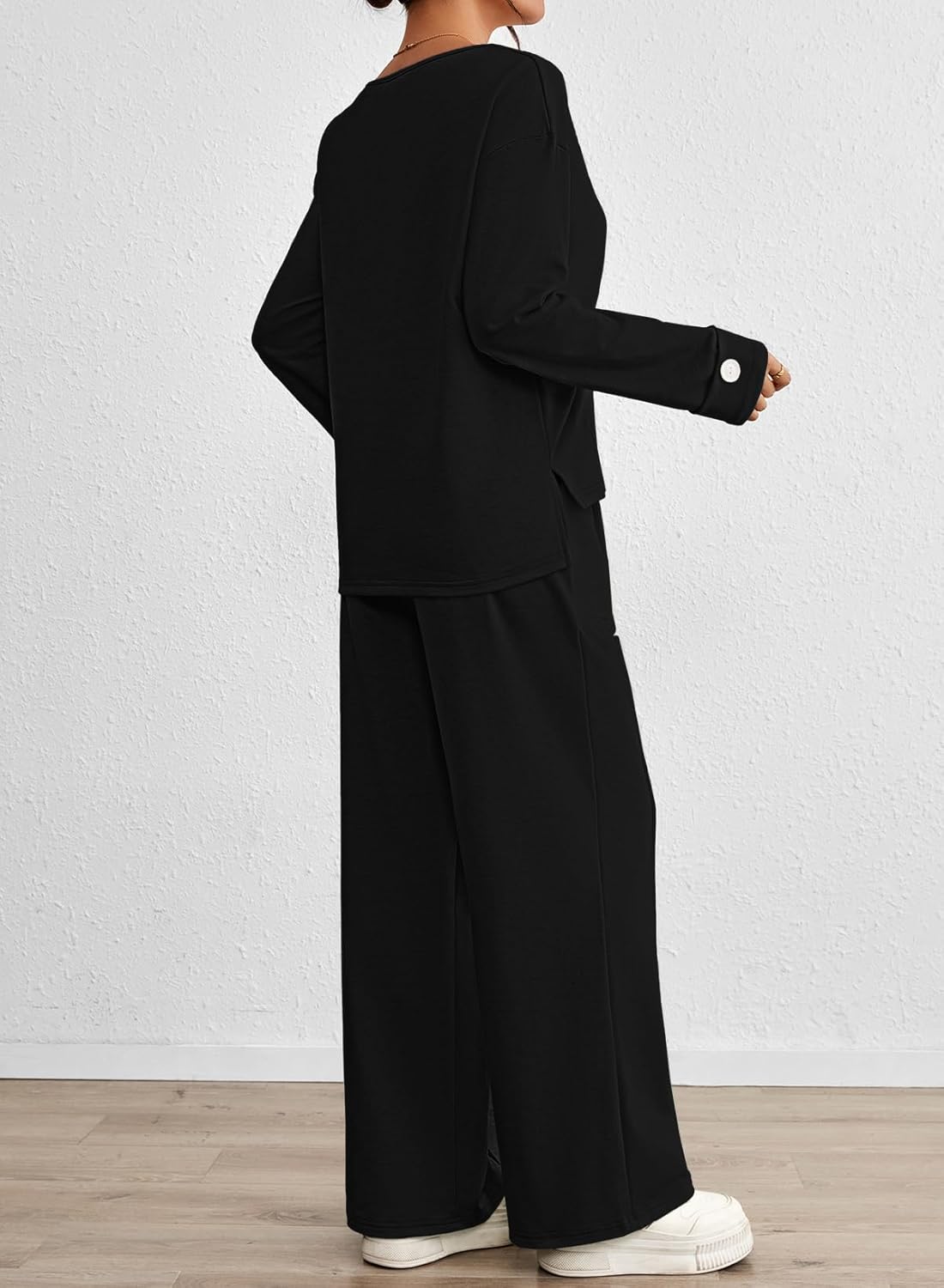 Viottiset Women's 2 Piece Set Casual Outfits Knit Top Wide Leg Sweater Long Sleeve Lounge Set Sweatsuit - Image 4