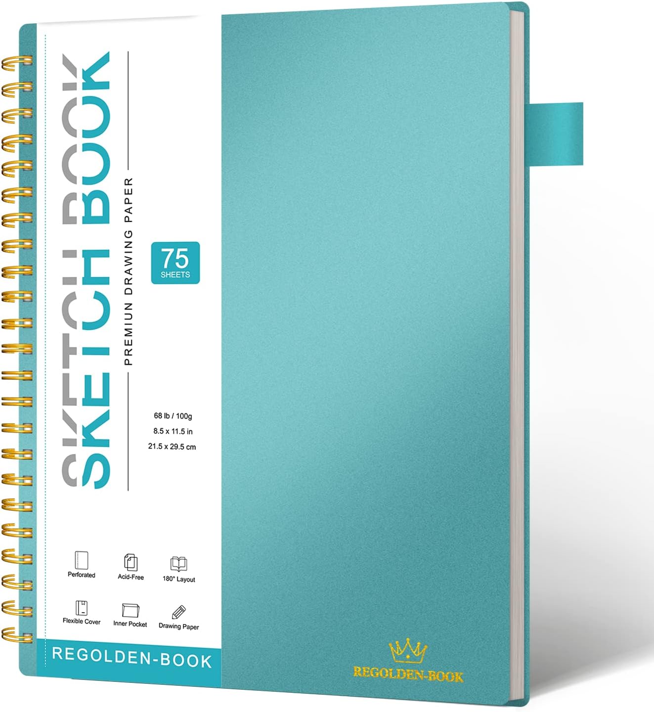 Sketch Book 9 x 12", Mixed Media Sketchbook with Tearable Thread, 75