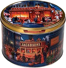 Biscoito Amanteigado em Lata | 100% Manteiga | Sem Gordura Vegetal | Importado | Dinamarquês | Jacobsens "The Market Place" | 340g - Danish Butter Cookies | Opção para Presente