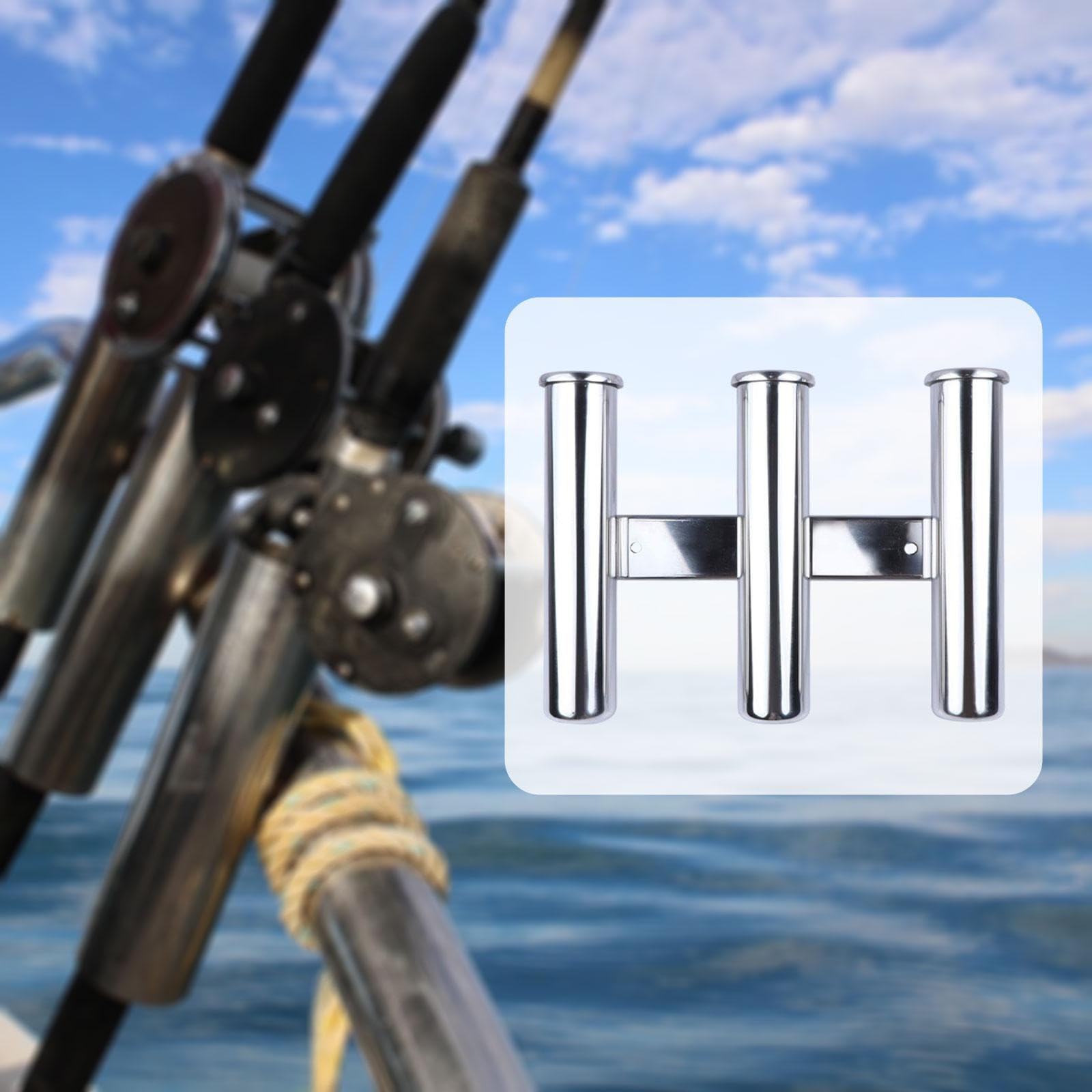 Portacanne da Pesca a 3 Tubi per Barca, Supporto per Canna da Pesca, Robusto, Facile da Usare, Stabile, Verticale in Acciaio Inossidabile