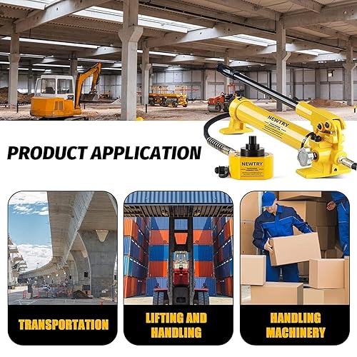Miniatura 20 de NEWTRY Kit de potencia Porta de gato hidráulico de perfil bajo 10T + bomba manual hidráulica manual CP-180 Jack de sección múltiple, cilindro