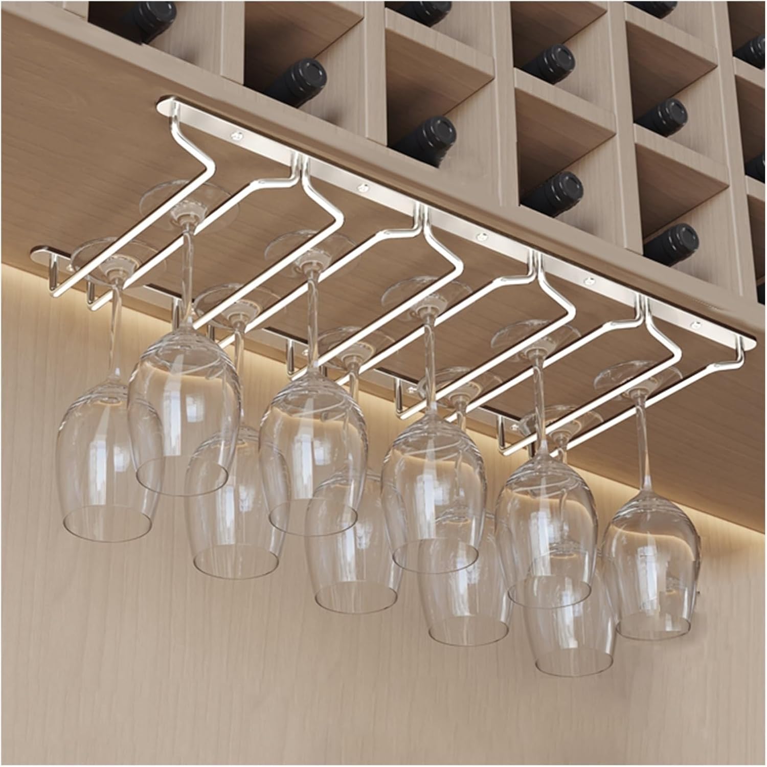 Stainless Steel Wine Glass Holder, Hanging Wine Rack for Bar, Home & Restaurant, Champagne Glass Support, 56x22cm (22x8.6in) – Stylish & Durable Wine Storage Solution