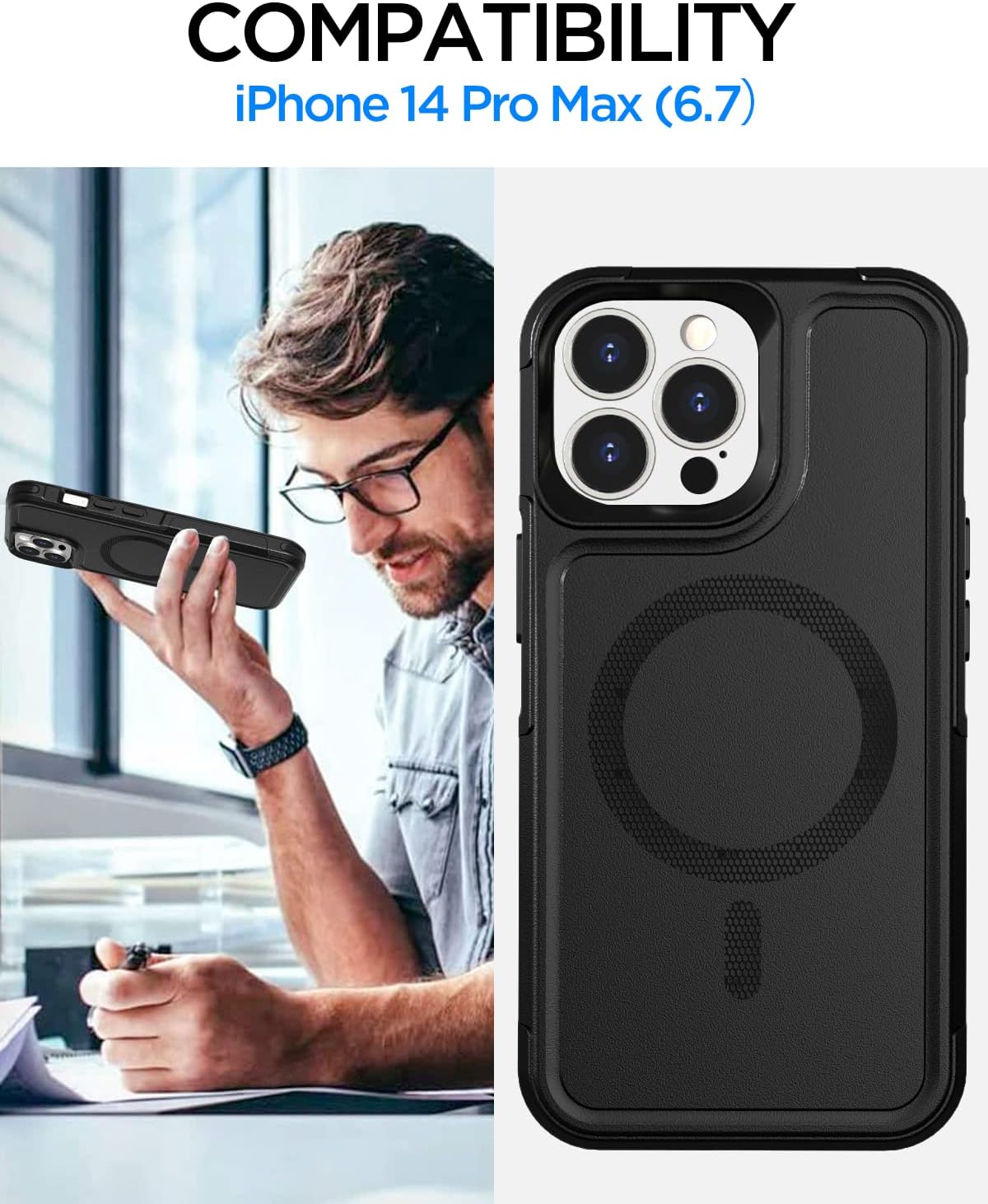 AICase for iPhone 14 Pro Max Case(6.7") Magnetic Heavy Duty 2-Layer Rugged Pocket-Friendly MagSafe Phone Case,Durable Military Grade Protection Shockproof Protective Cover for iPhone 14 Pro Max