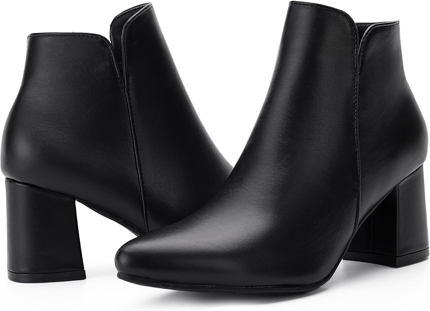 Women’s Ankle Boots with Side Cutout, Pointed Toe, Low Block Heel Zip Dress Booties for Work & Casual Wear - Image 5