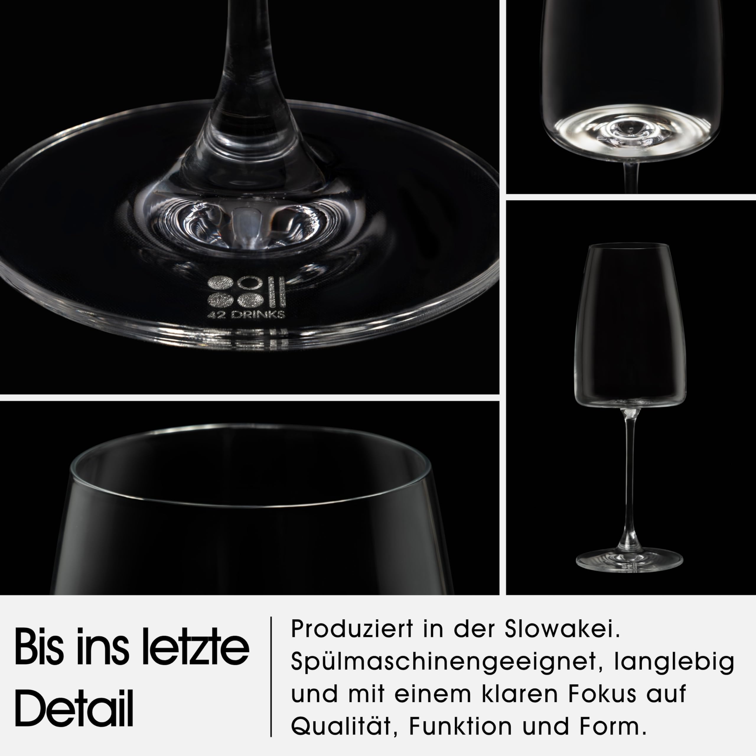 6er Set Weißweingläser 420 ml – Elegante Weingläser & Aperol Spritz Gläser aus Kristallglas – Spülmaschinenfest, bruchsicher verpackt, Made in Europe