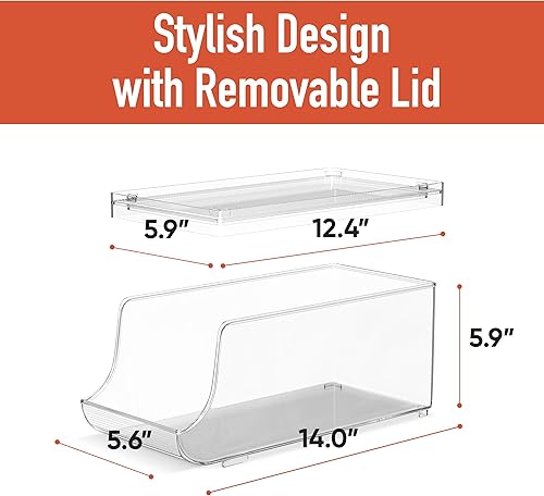Miniatura 4 de Juego de 2 organizadores apilables de latas de bebidas para refrigerador, congelador, cocina, encimeras, gabinetes, soporte para refrescos para