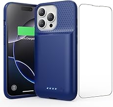 Feob Cover Batteria per iPhone 16 Pro, 7500mAh 15W Custodia Ricaricabile Battery Case Custodia Batteria Caricabatterie Cover Power Bank per iPhone 16 Pro (6,3") Charger Case (Blu)