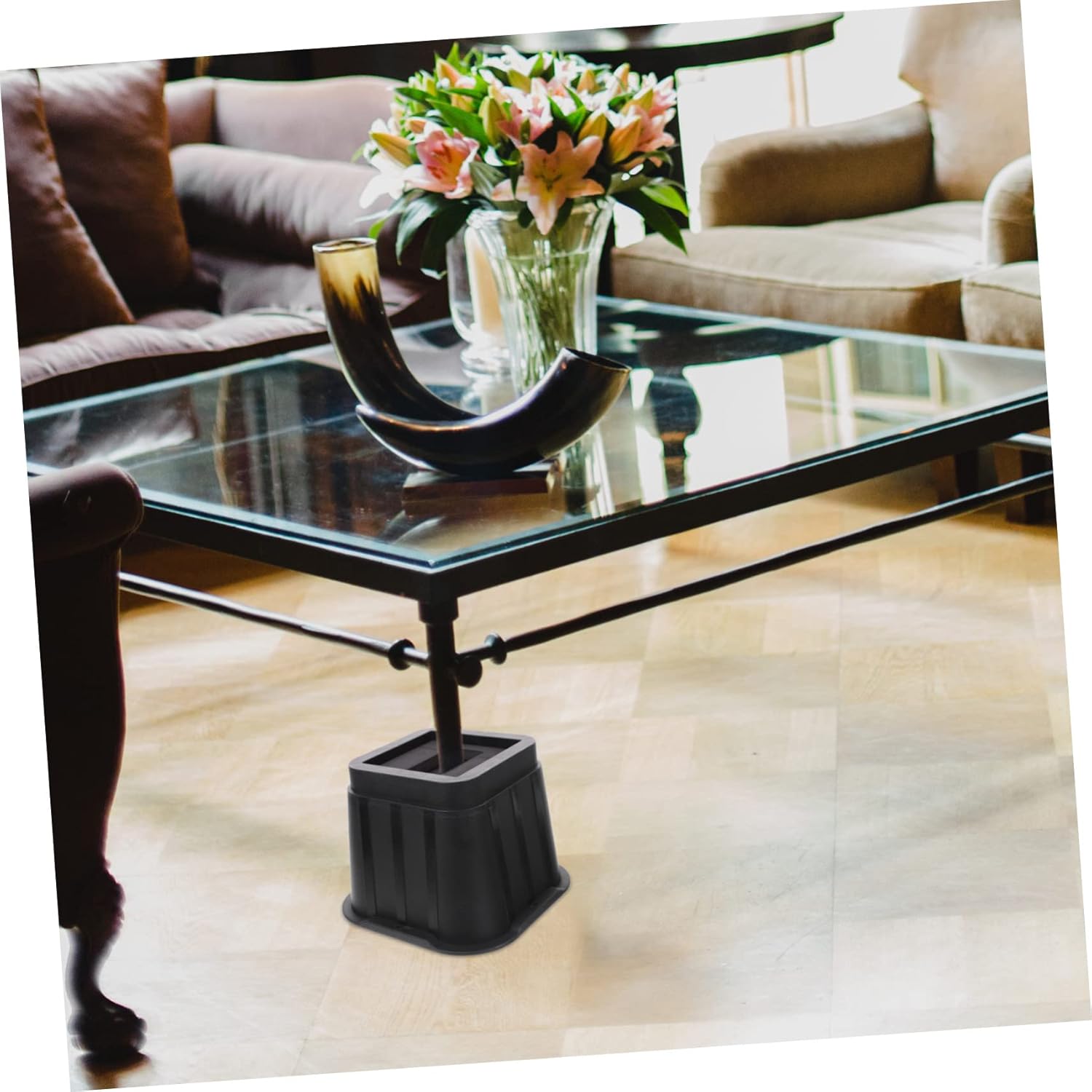 4sets Furniture Risers with Anti-Slip Base Furniture Levelers for Chairs Beds Sofas Tables Hardwood Floor Protectors Heavy Duty Easy to Install