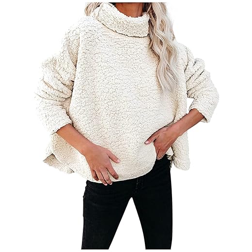 Berimaterry jersey cuello alto mujer sudaderas sin capucha mujer de felpa jersey polar jerseis. mujer otoño ropa mujer invierno rebajas camiseta manga larga mujer oversize sudadera niña