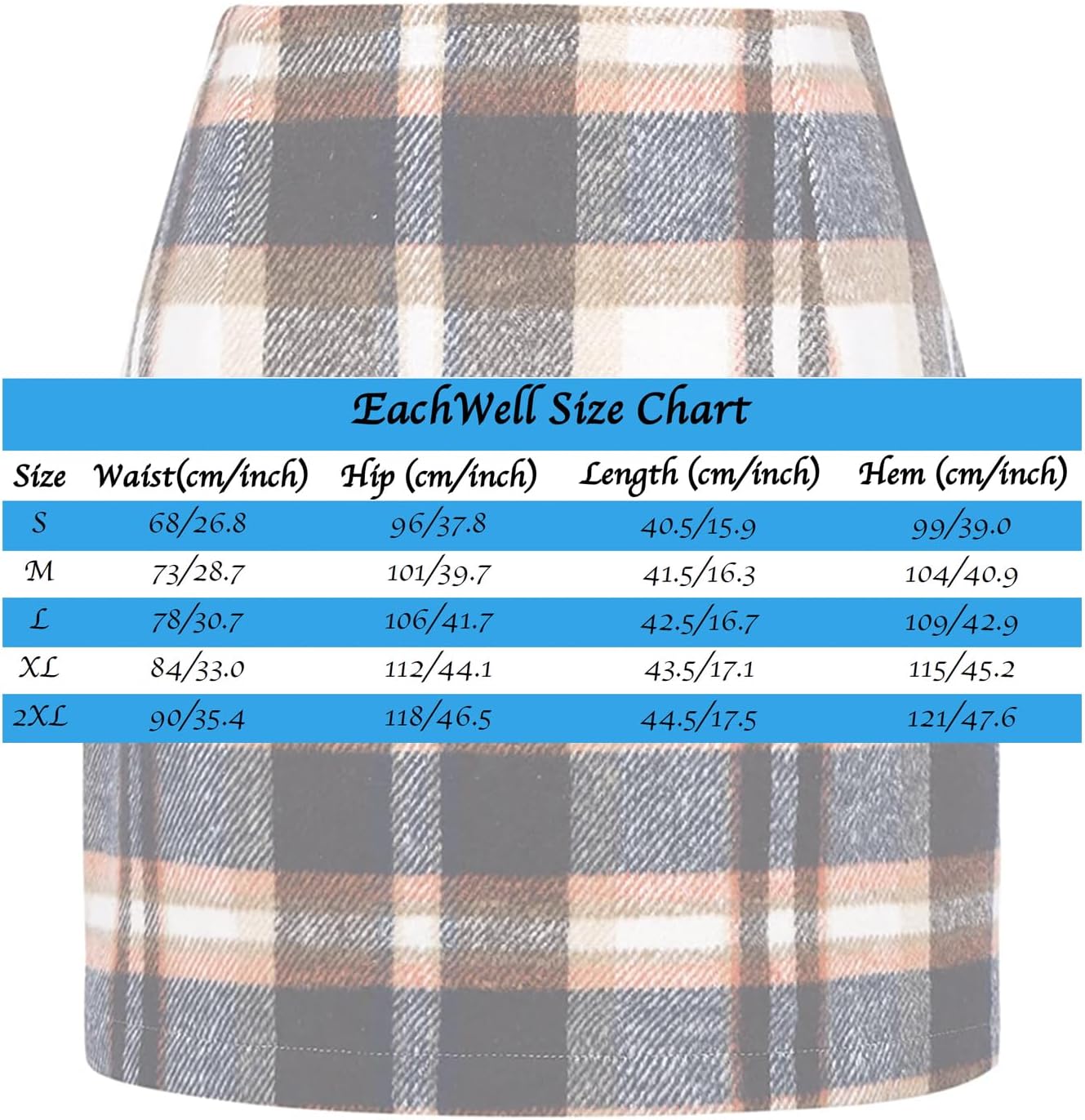 Womens High Waist Plaid Skirt Bodycon Pencil Wool Mini Skirts - Image 5