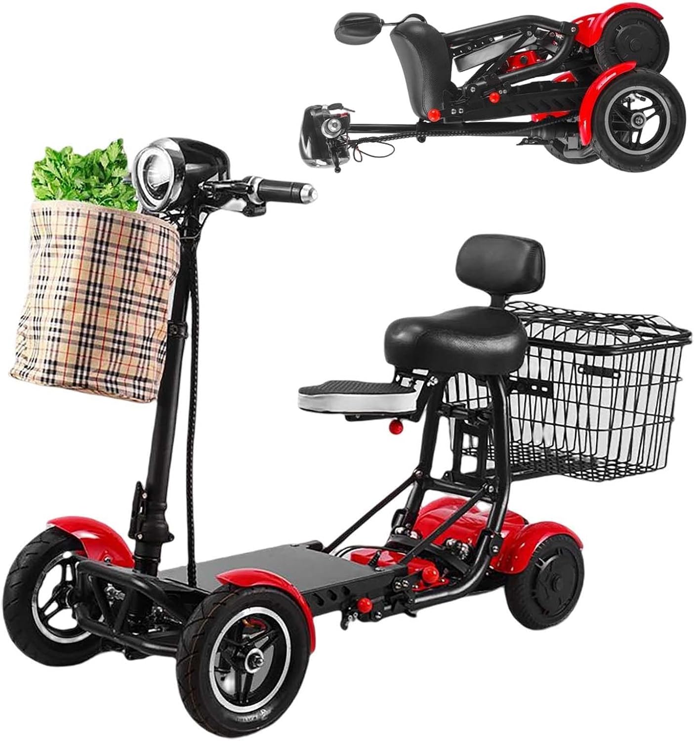 4Wheel Mobility Scooter, Portable Travel Scooter Foldable Electric Powered