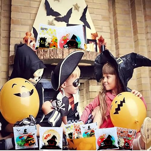 Miniatura 2 de MOLIDA 300 bolsas de dulces de celofán de Halloween, bolsas transparentes para dulces de galletas con adhesivo Sslf para suministros de fiesta de