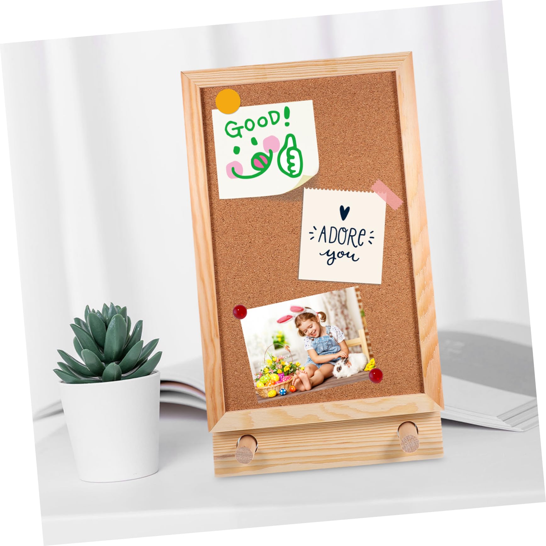 Angoily 4 Tablero de Corcho de Escritorio con Soporte Tablero de Anuncios Compacto para Notas y Fotos Diseño para Oficina y