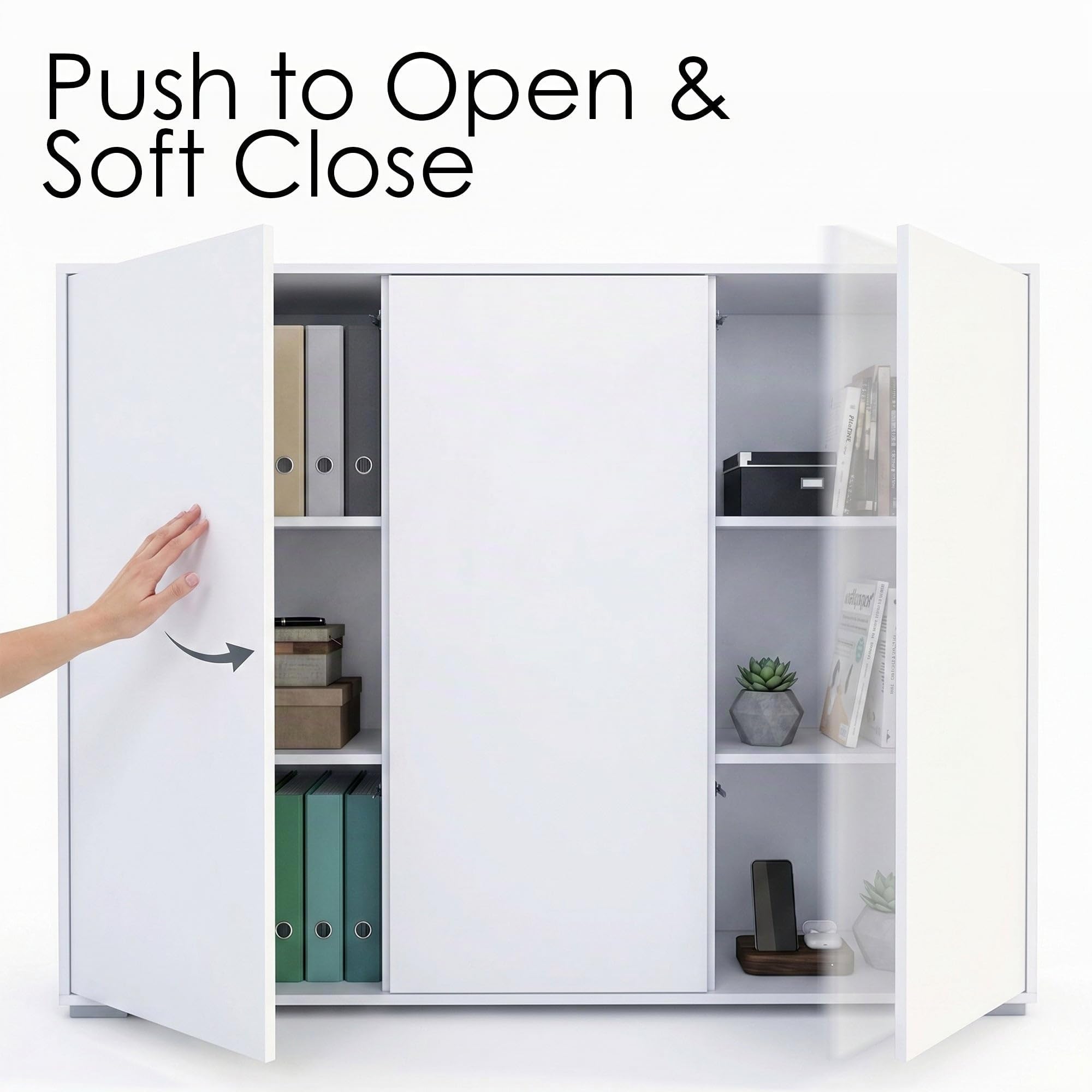 Highboard Elena M2, Aktenschrank mit Push-to-Open, Made in Germany, Moderner Schrank für Wohnzimmer Büro Eiche Evoke (152,5 x 118 x 37 cm)