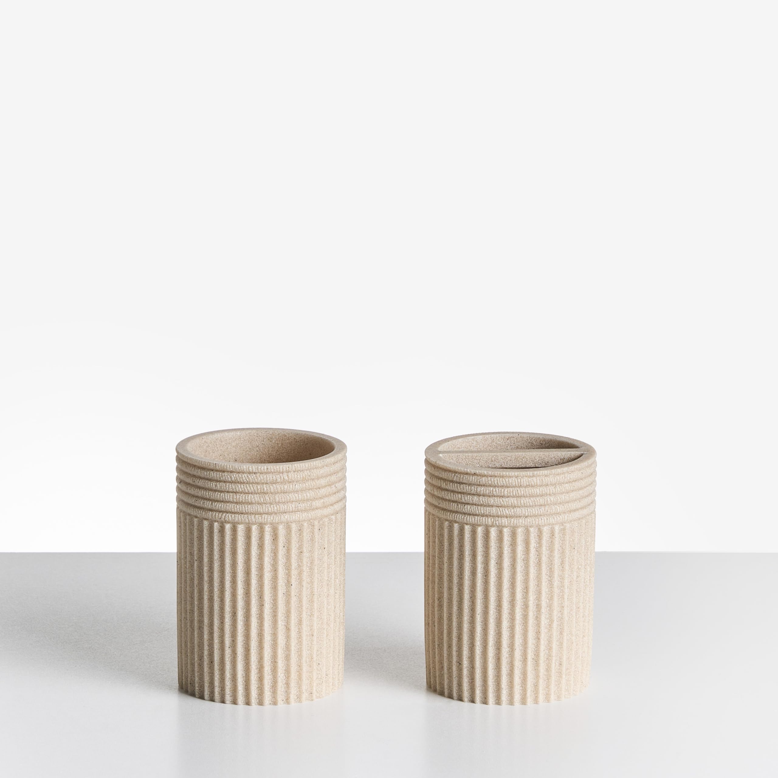 Badaccessoires Set 5-teilig Kunstharz Hellbeige Seiloptik Badausstattung Chancay