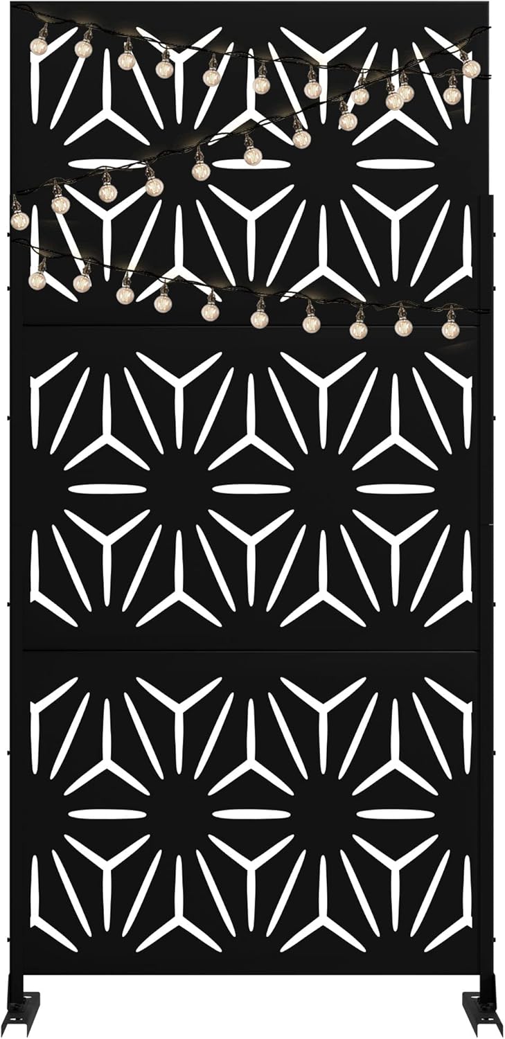 Elevens Privacy Screen Outdoor Decorative Panels Planter Wall Metal Fence Panels Modern Privacy Screen Fence Free Standing (4022)