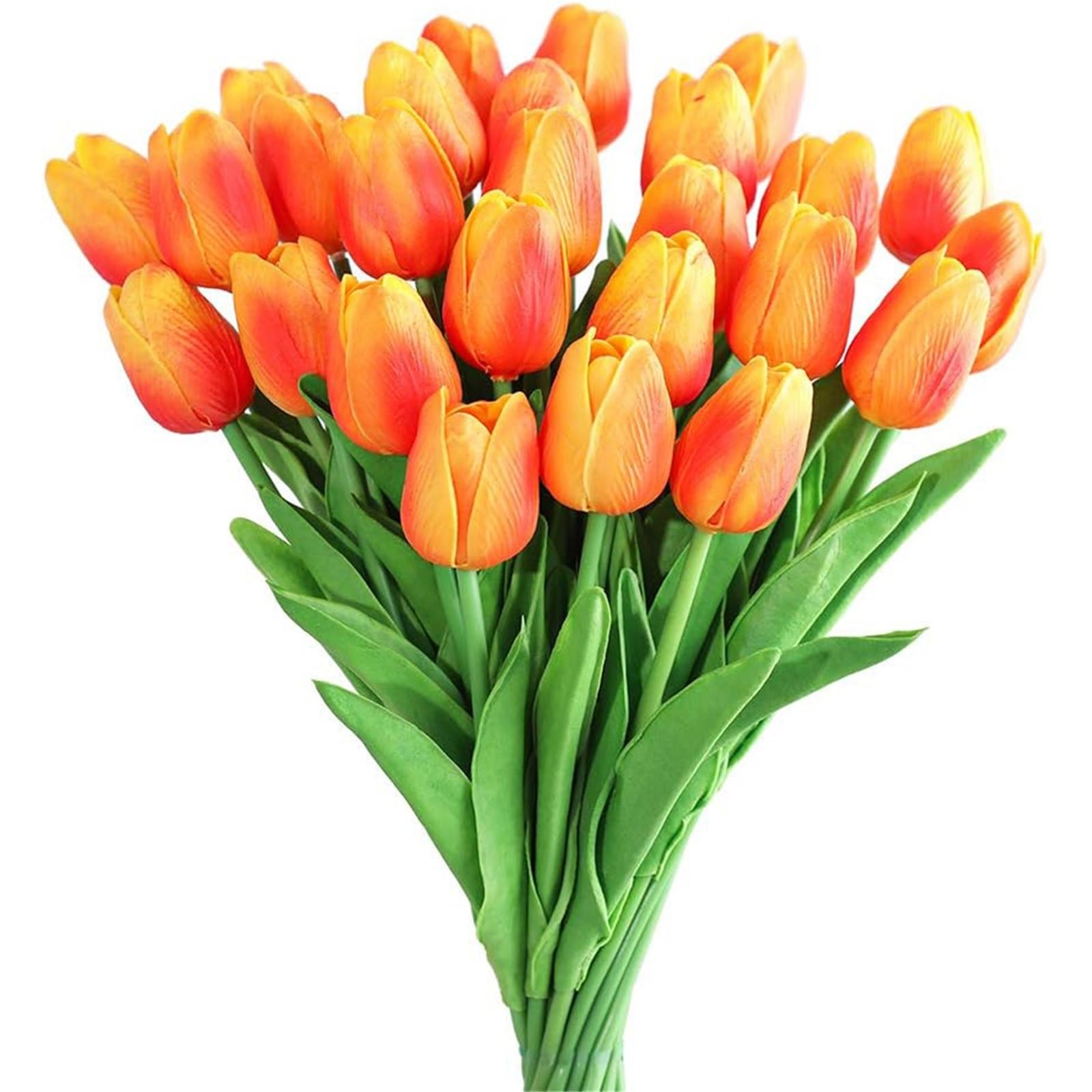 Dcrxz Artificial Flowers 10Pcs Tulip Flowers Artificial Tulip Bouquet PE Foam Fake Flower for Wedding Ceremony Decor Home Garden Bouquet Decoration(Orange)