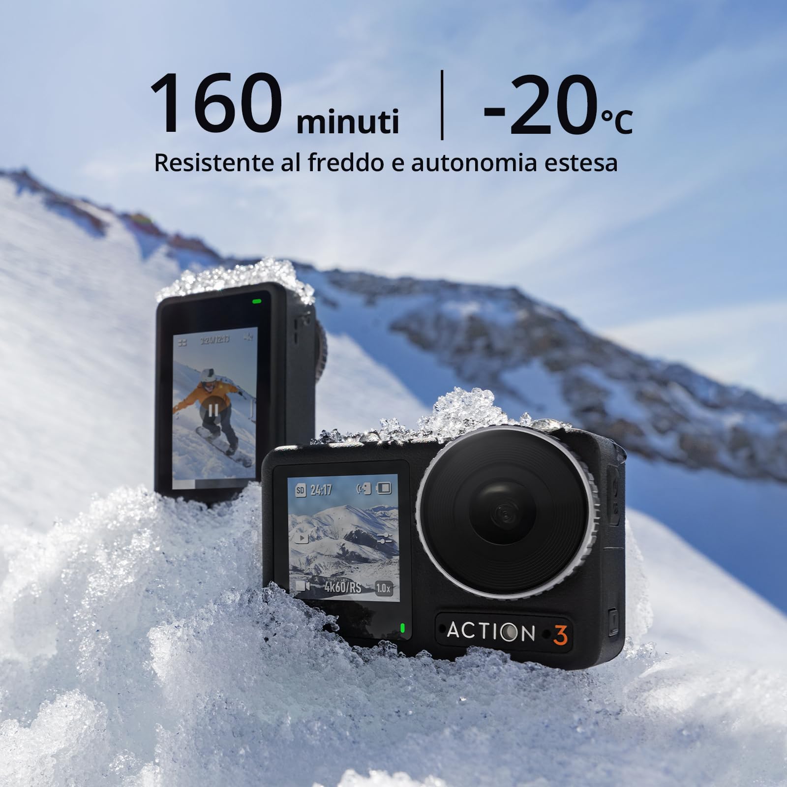 Osmo Action 3 Diving Combo - Action Camera Impermeabile con 4K/120fps e FOV ampio, HorizonSteady, Resistente al Freddo e di Lunga Durata, Fotocamera Subacquea per Snorkeling