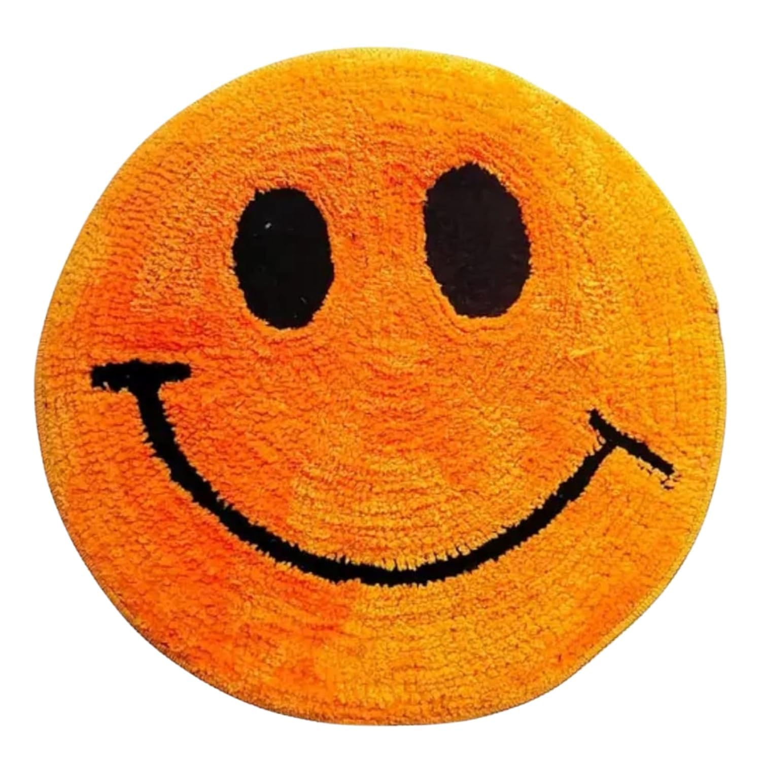 Smiley Face Microfiber Doormat & Floor Mat, Round Shape Cheerful Entryway Decor 21x21 Inches (Yellow)-image-14