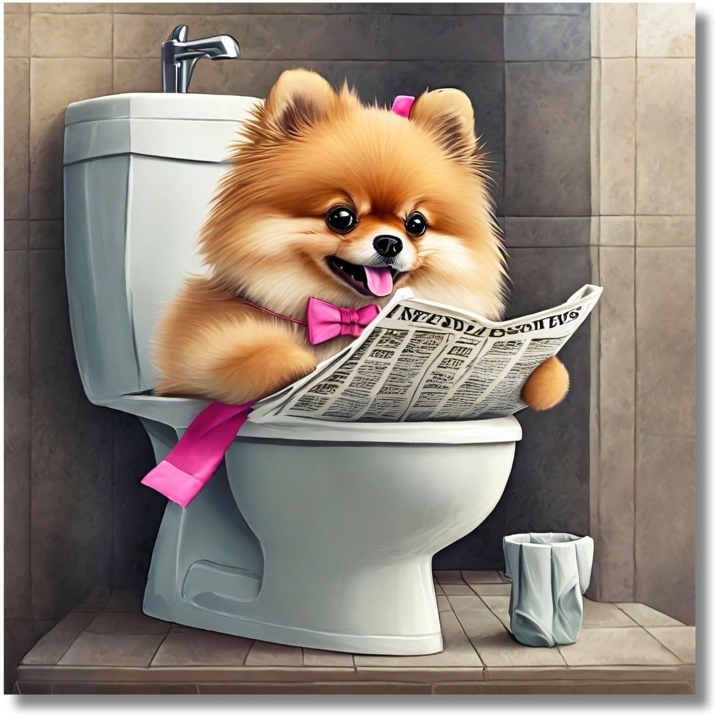 Square Canvas Bathroom Wall Painting Animals Reading