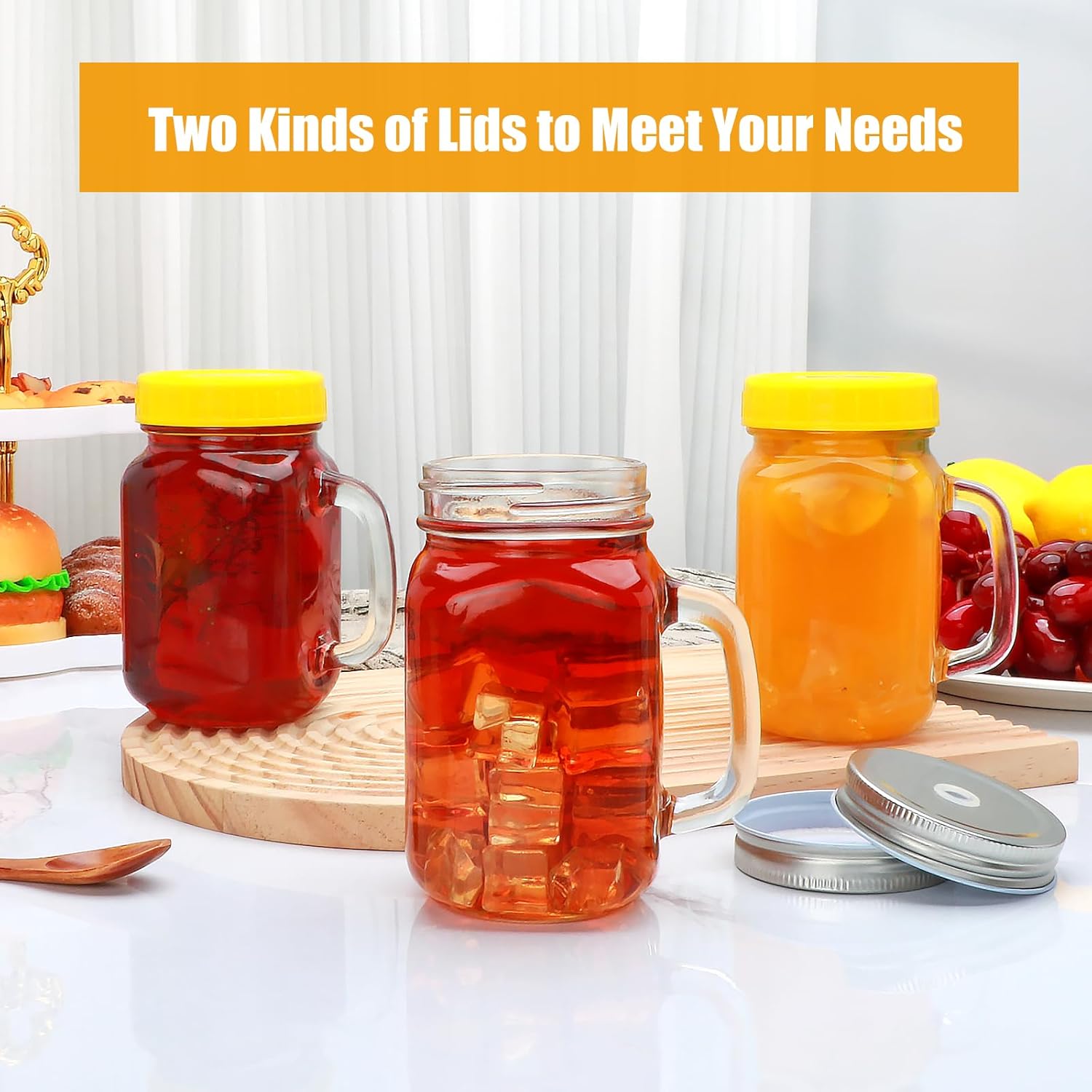 QAPPDA Mason Jars with Handle, Glass Mugs with Straws and Sliver Lids 12 Pack,16oz Drinking Jars,Smoothie Cups for Juice,Coffee,Iced Tea and Lemonade - Image 6