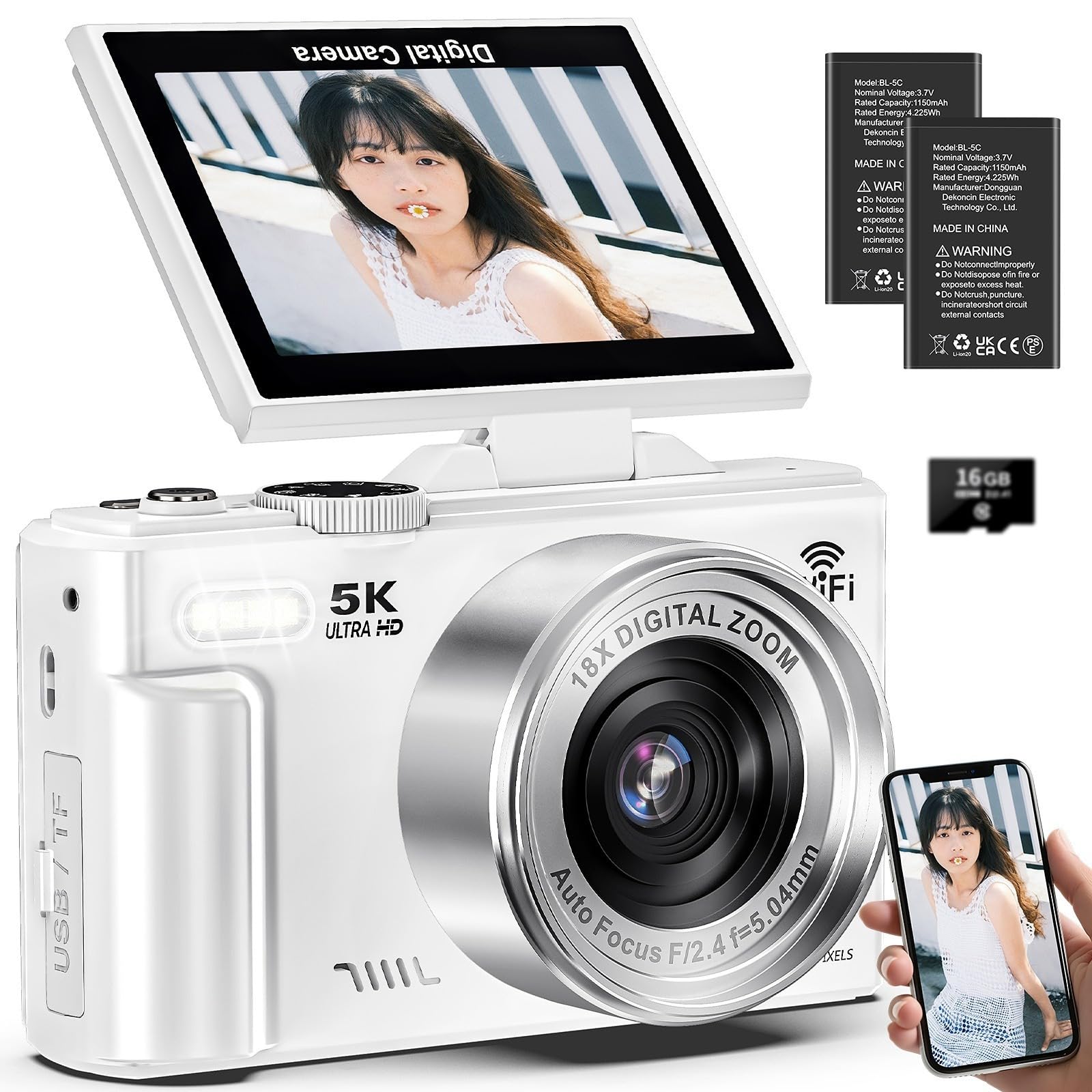 Amazon | デジカメ 5K録画 7500万画素 スマホに送れる デジタルカメラ