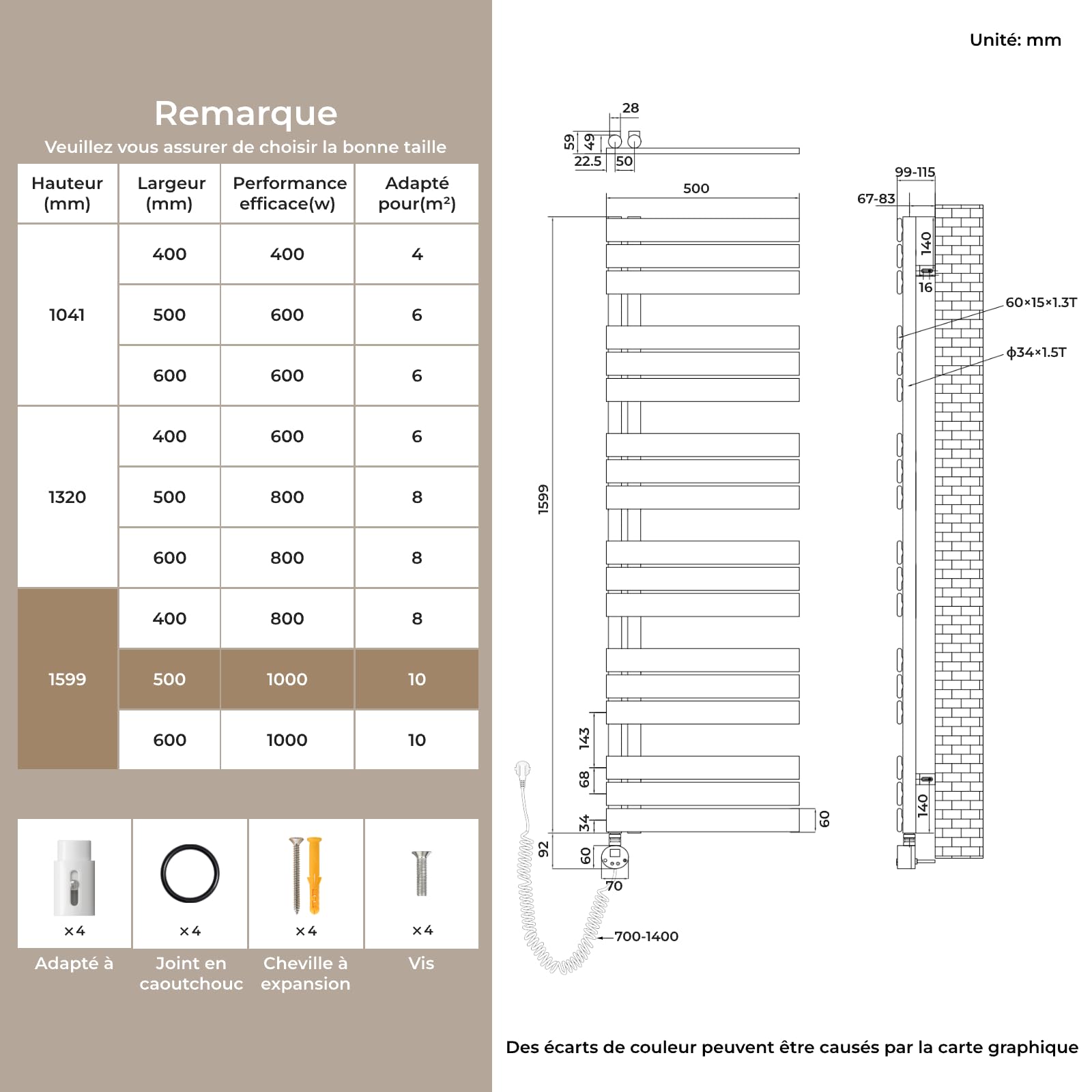 S'AFIELINA Sèche-serviette électrique1599×500mm, radiateur sèche-serviette électrique avec thermostat, WiFi, minuterie programmable, écran LCD, Radiateur salle de bain 1000 W, blanc