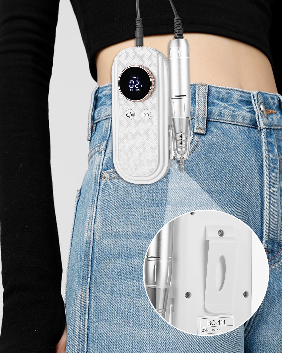 Torno para Uñas Profesional 35000 RPM,Torno de Uñas Inalambrico Pulidor Lima Electrica Uñas Portatil para Semipermanentes Acrilicas Manicura y Pedicura, Baja Vibración, Salón DIY