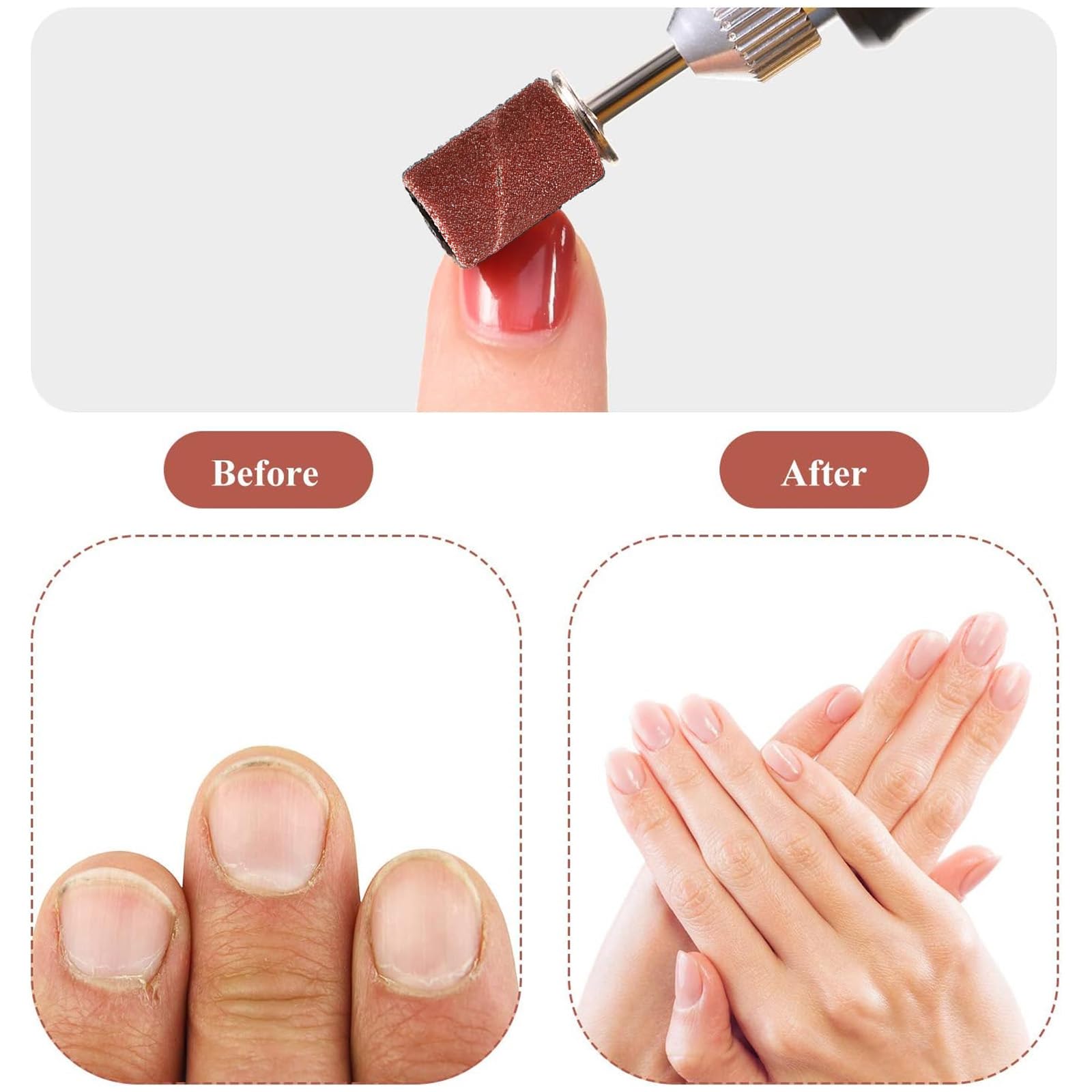 120 Pezzi Levigatura Bande per Pedicure E Manicure,2 Punte per Fresa Unghie,Ricambi Fresa per Unghie,Cilindri Abrasivi Fresa Unghie,80/120/180/240 Grana Manicotti Di Levigatura per Unghie