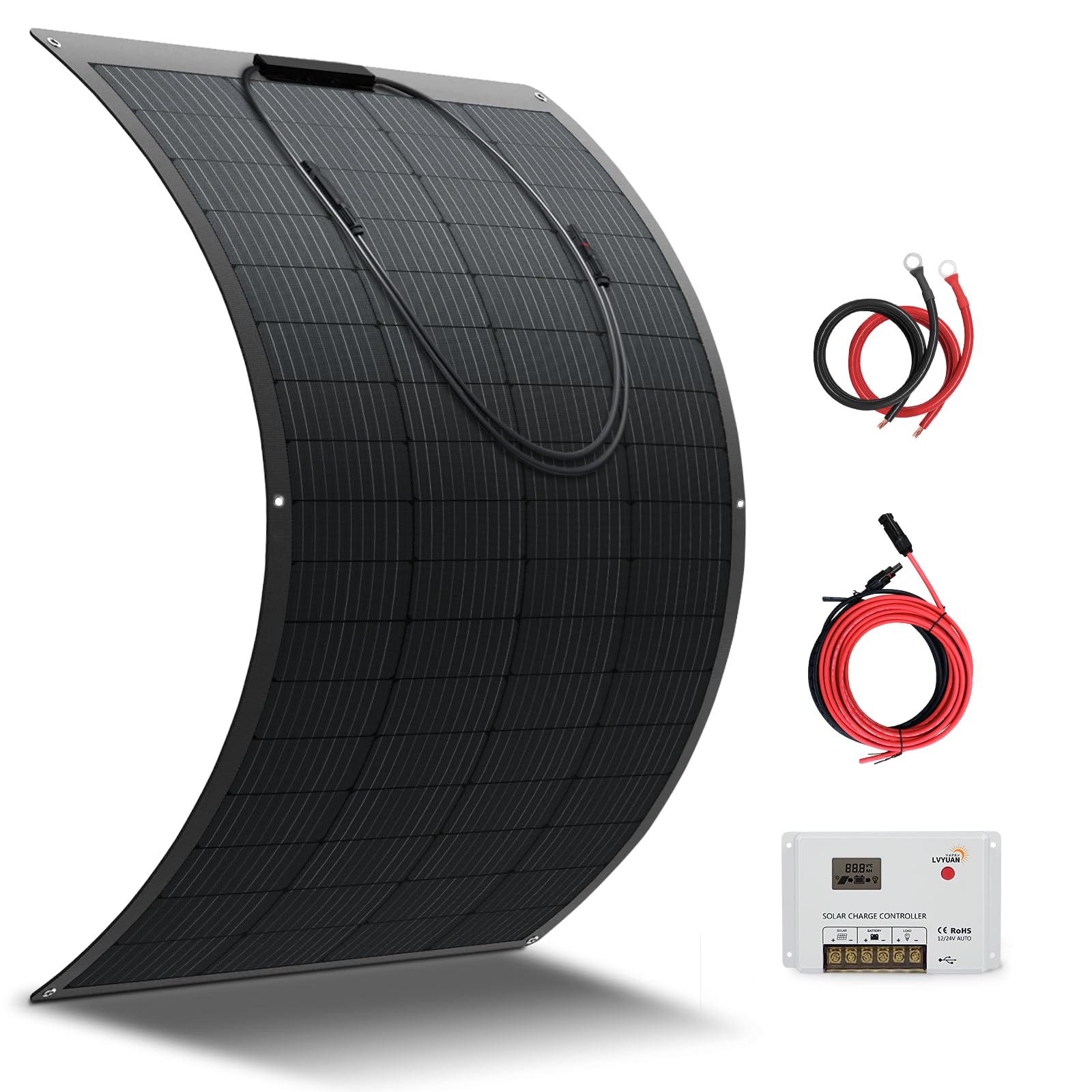 セミフレキシブル ソーラーパネル 60W 延長ケーブル5m付き セミフレキシブル ソーラーパネル 60W 延長ケーブル5m付き